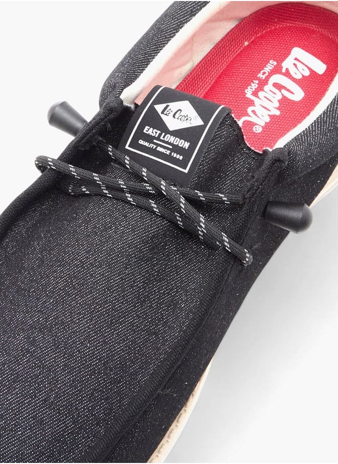 Men's Textured Moccasins with Lace-Up Closure