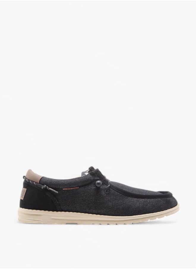 Men's Textured Moccasins with Lace-Up Closure