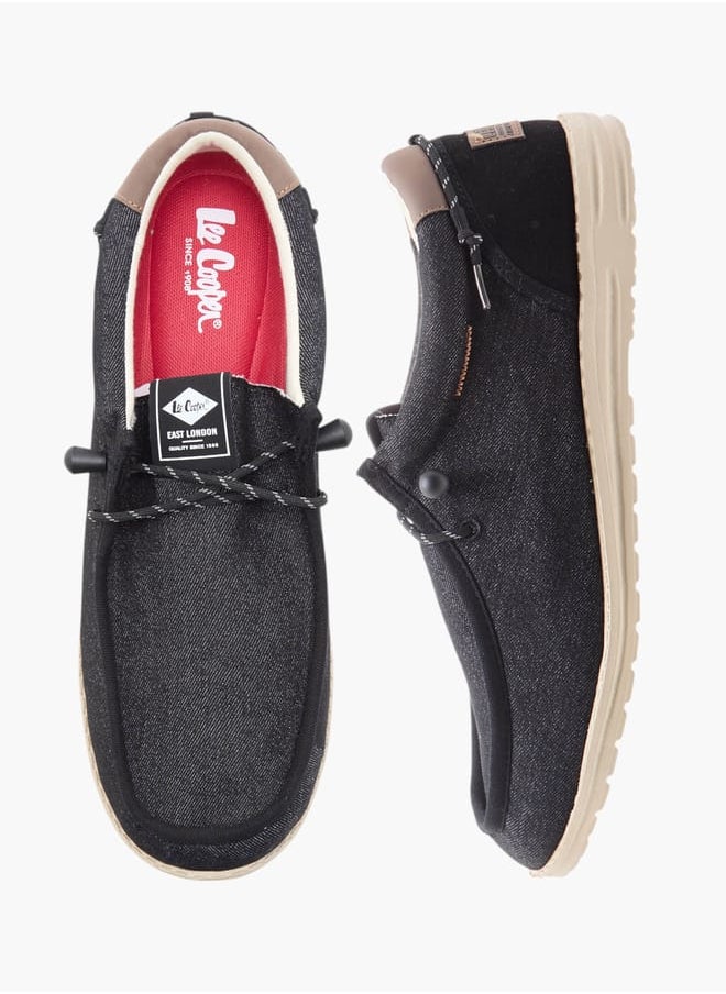 Men's Textured Moccasins with Lace-Up Closure