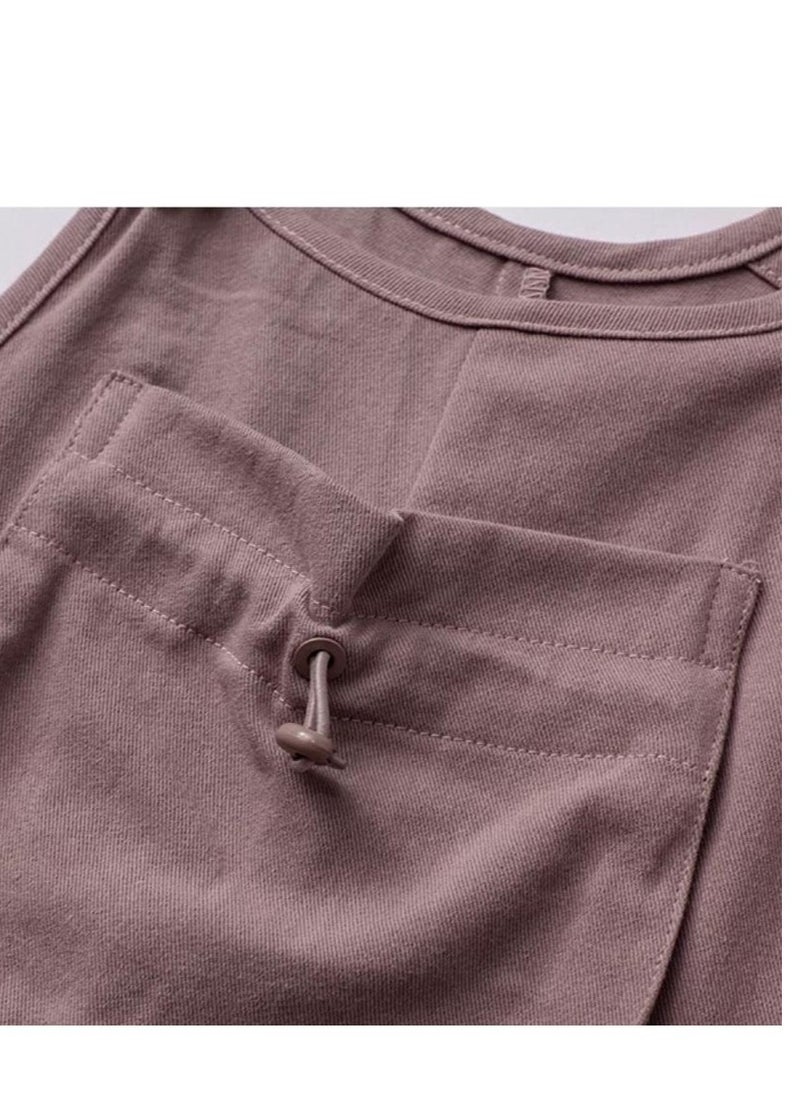 Children's Pure Cotton Large Pocket Shoulder Strap Jumpsuit Casual Pants