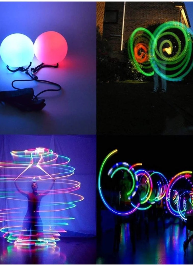 LED Poi Ball Swirling Light Rave Toy Color Changing Poi Balls Soft Glow Poi Balls for Beginners and Professionals (Set of 2)