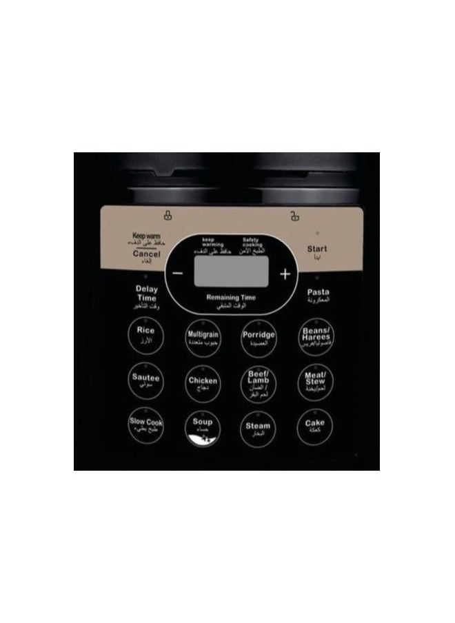 7 in 1 Digital Electric Pressure Cooker – 6L Multi-Cooker, Food Warmer & Steamer with 13 Smart Programs, 10 Safety Features, Heavy-Duty Black Design for Rice, Meat, Steam, Mutton, Harees & More