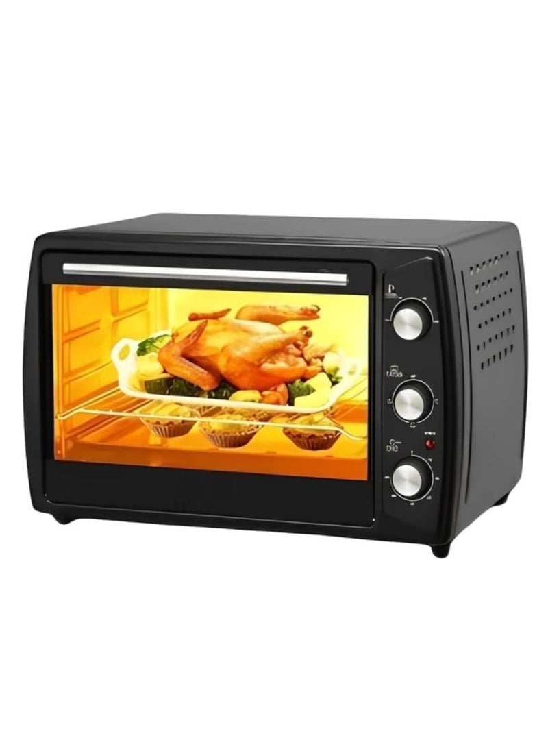 Electric Oven with 3 Temperature Control Knob Function 63L with 2200W Toaster Oven with Grill, & Fry Pan, Large Capacity for Home Kitchen