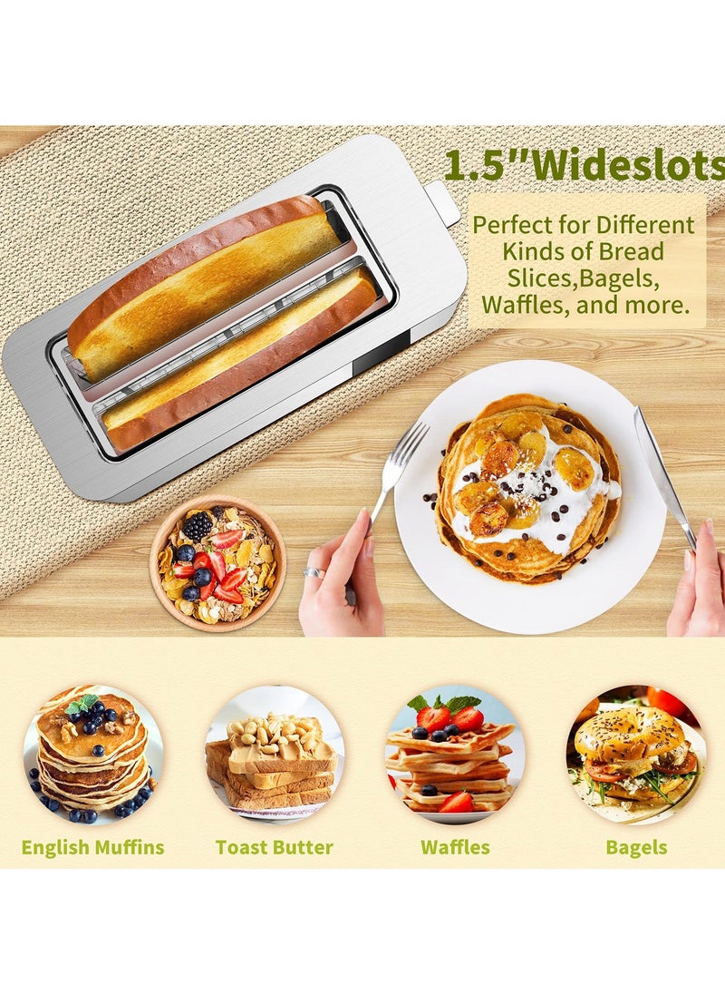 4 Slice Toaster with Extra-Wide Slots – Adjustable Temperature Control, Defrost & Reheat Functions, 1.5-inch Wide Slots for Bread, Bagels & Snacks, Stainless Steel Breakfast Toaster 1400W
