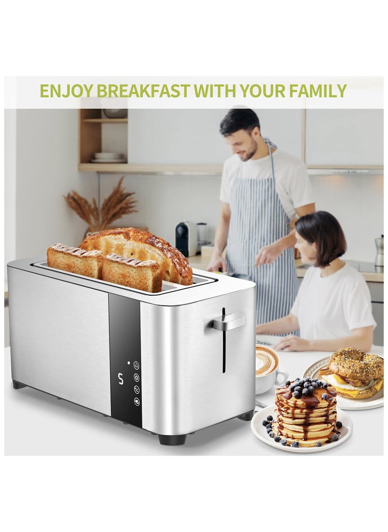 4 Slice Toaster with Extra-Wide Slots – Adjustable Temperature Control, Defrost & Reheat Functions, 1.5-inch Wide Slots for Bread, Bagels & Snacks, Stainless Steel Breakfast Toaster 1400W