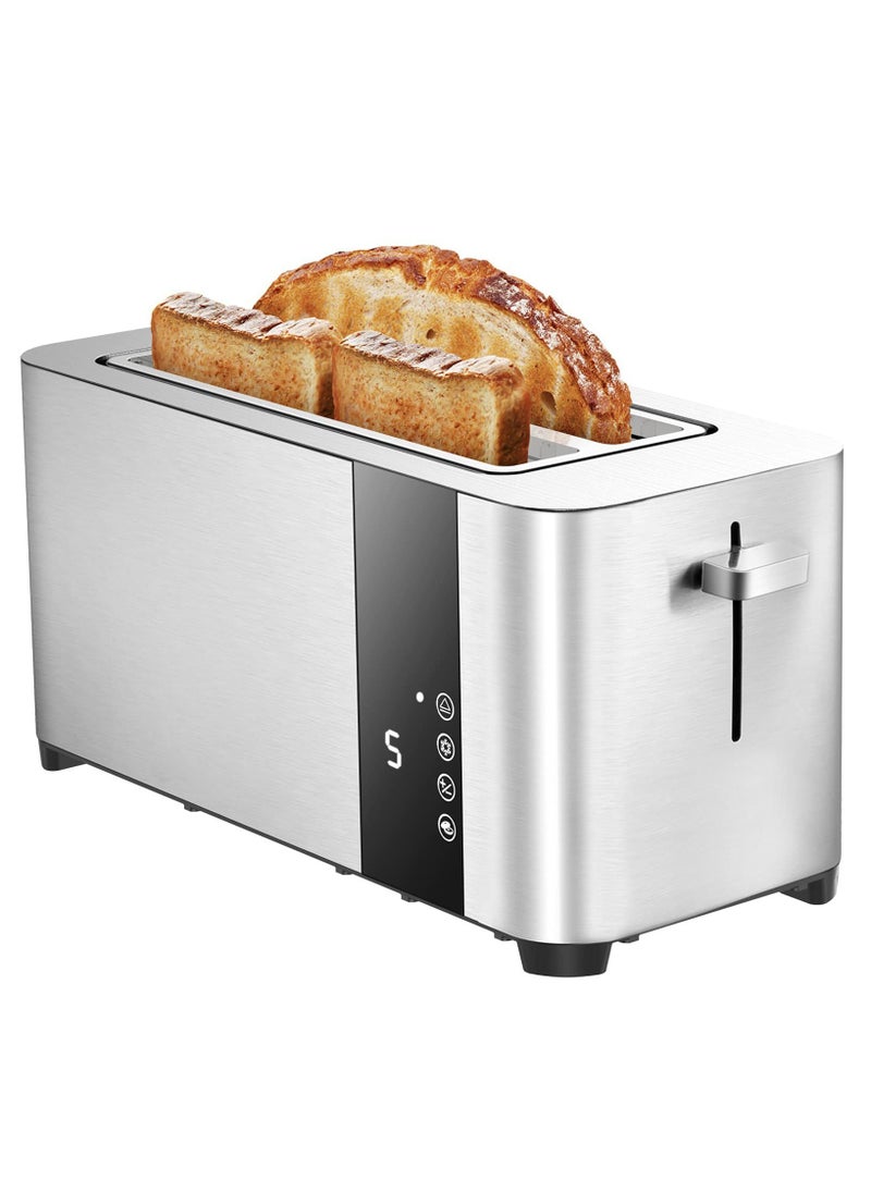 4 Slice Toaster with Extra-Wide Slots – Adjustable Temperature Control, Defrost & Reheat Functions, 1.5-inch Wide Slots for Bread, Bagels & Snacks, Stainless Steel Breakfast Toaster 1400W