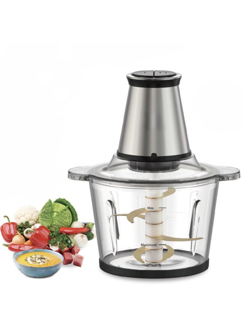 Electric Food Chopper Glass Bowl– 3L Large Capacity, Stainless Steel Blades, 2-Speed Control with Safety Switch, Powerful Food Processor for Vegetables, Meat & Fruits