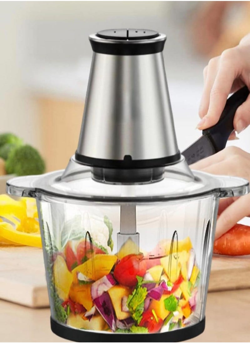 Electric Food Chopper Glass Bowl– 3L Large Capacity, Stainless Steel Blades, 2-Speed Control with Safety Switch, Powerful Food Processor for Vegetables, Meat & Fruits