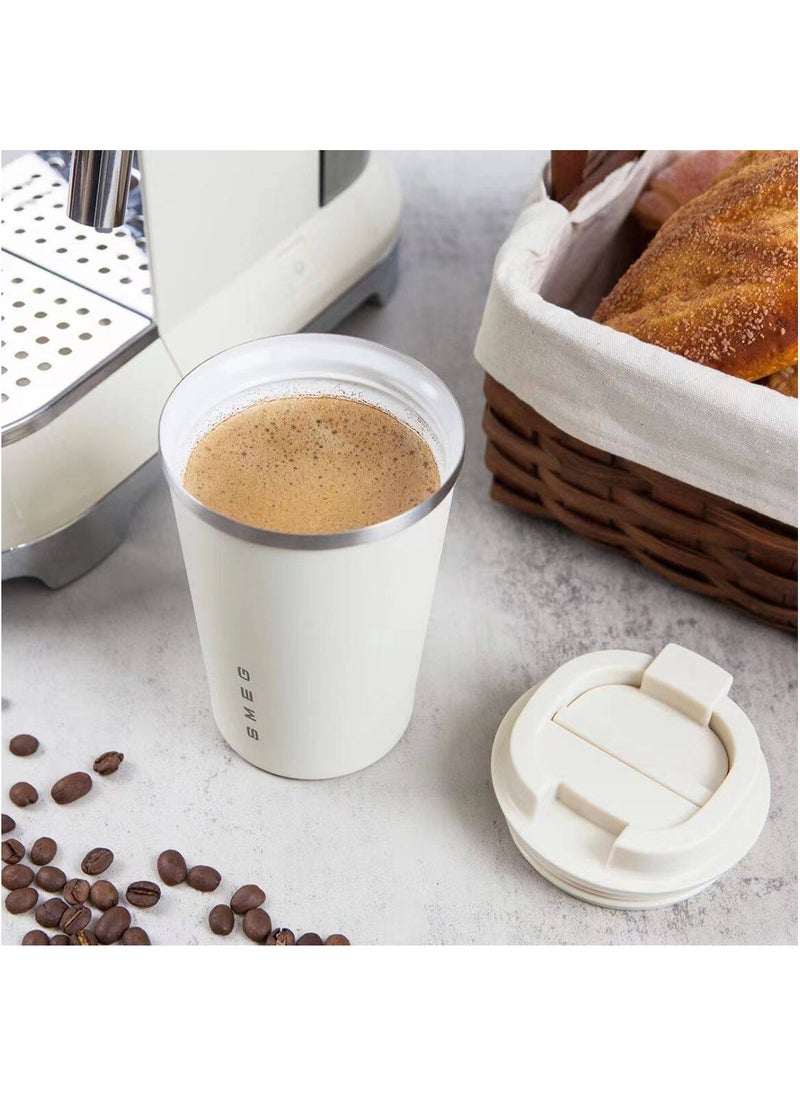 Travel Coffee Mug, 240ml Insulated Beverage Cup With Leakproof Lid, Long Lasting Coffee Tumbler With Lid And Straw, Travel Coffee Thermos White