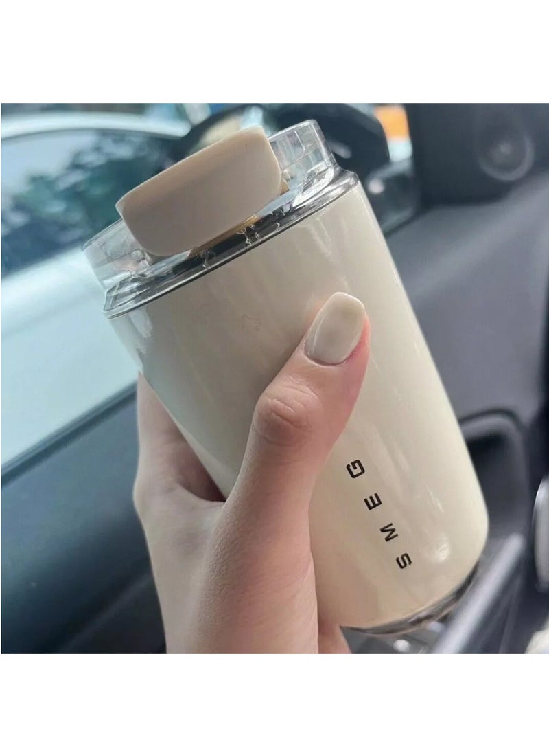 Travel Coffee Mug, 240ml Insulated Beverage Cup With Leakproof Lid, Long Lasting Coffee Tumbler With Lid And Straw, Travel Coffee Thermos White