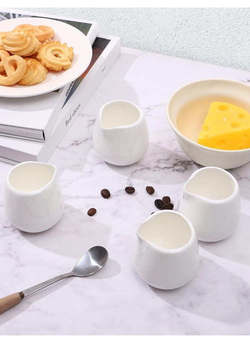 Mini Creamer Jugs, 4pcs Ceramic Sauce Cups Milk Creamer Pitcher Serving Creamer Jugs Without Handle for Milk Coffee