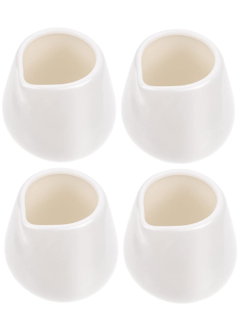 Mini Creamer Jugs, 4pcs Ceramic Sauce Cups Milk Creamer Pitcher Serving Creamer Jugs Without Handle for Milk Coffee