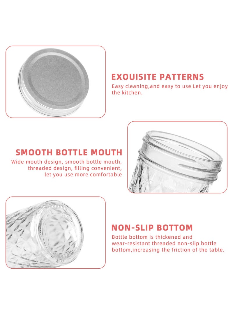 12 Pack 8oz Mason Jars with Silver Lids – Crystal Glass Canning, 250ml Wide Mouth Jelly Jars for Honey, Jam, Food Storage, DIY Crafts, Party & Wedding Favors
