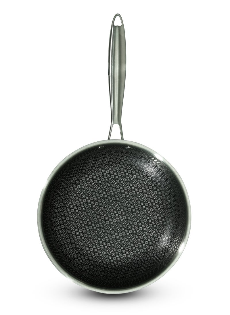 28CM Stainless Steel Honeycomb Fry Pan – Nonstick, Induction & Gas Compatible With Super Durable&Highly Scratch Resistent