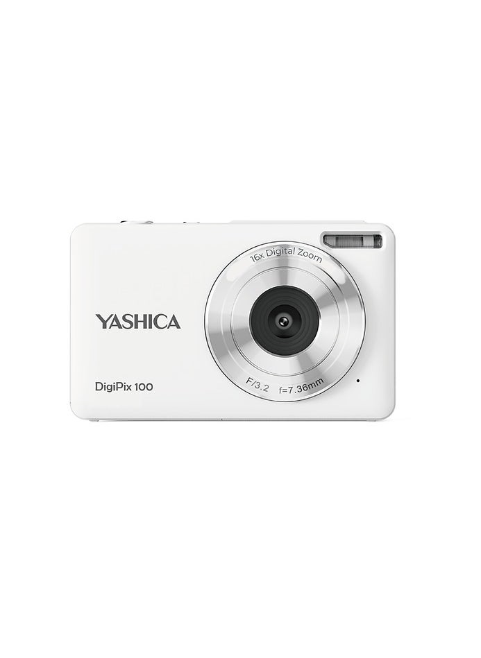 Yashica DigiPix 100 Digital Camera, FHD 1080P, 16X Zoom, Compact Point & Shoot Camera for Teens, White