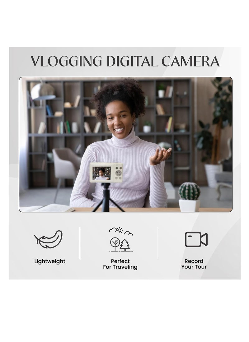 Yashica DigiPix 100 Digital Camera, FHD 1080P, 16X Zoom, Compact Point & Shoot Camera for Teens, White