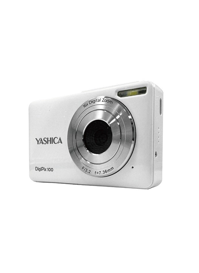 Yashica DigiPix 100 Digital Camera, FHD 1080P, 16X Zoom, Compact Point & Shoot Camera for Teens, White