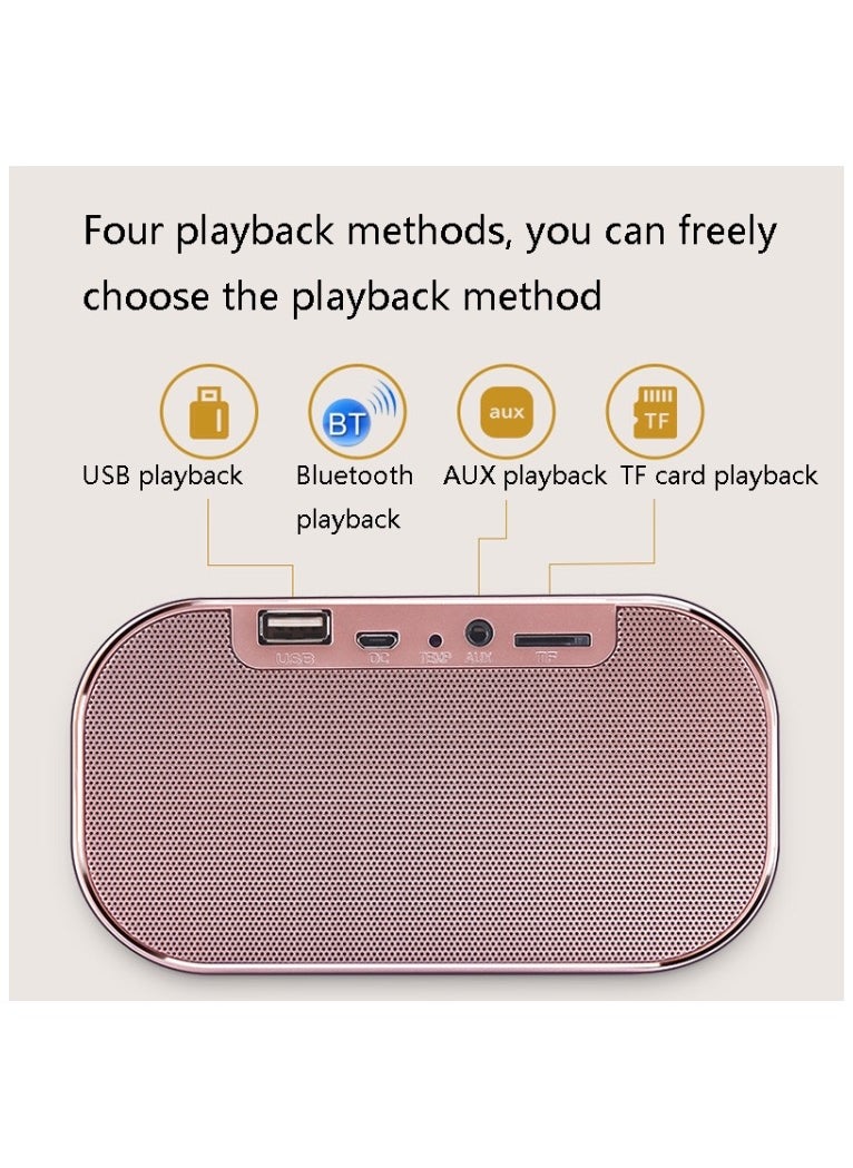 S2 Desktop Alarm Block Bluetooth Speaker Home Mirror Audio Support FM / TF Card – Rose Gold