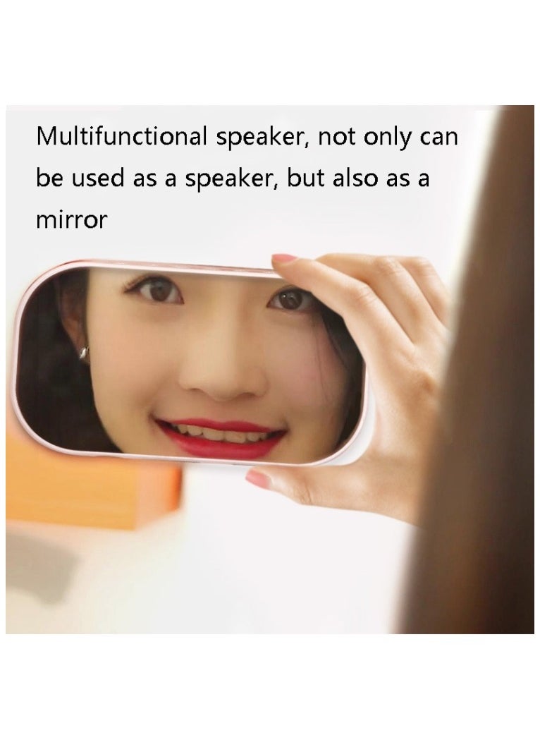 S2 Desktop Alarm Block Bluetooth Speaker Home Mirror Audio Support FM / TF Card – Rose Gold