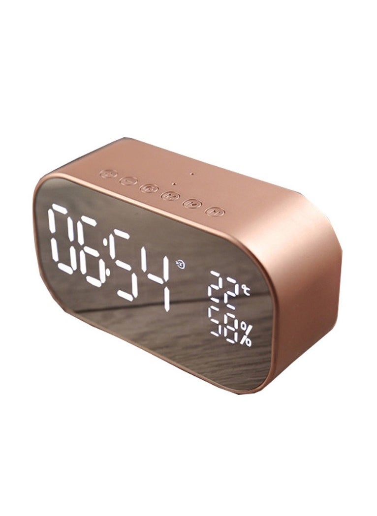 S2 Desktop Alarm Block Bluetooth Speaker Home Mirror Audio Support FM / TF Card – Rose Gold