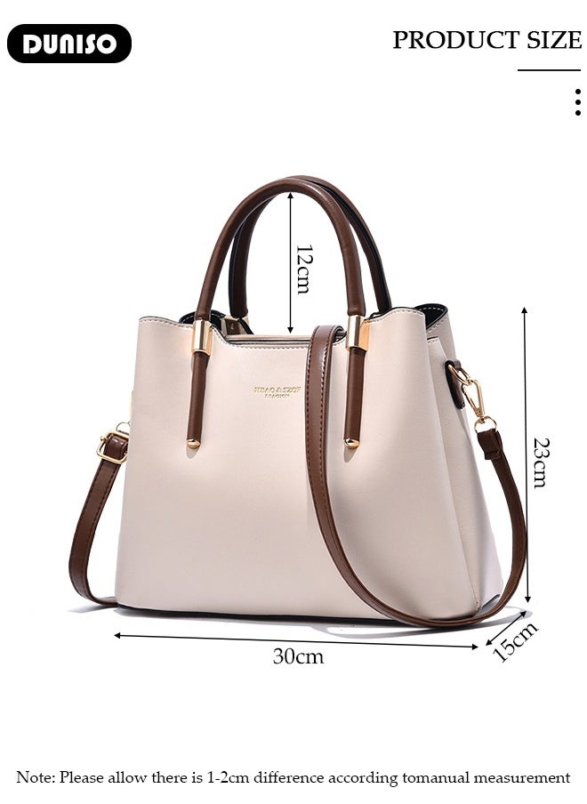 Women's Fashion Handbag Faux Leather Crossbody Bag For Women Large Capacity Bow Trim Tote Bags Top Handle Satchel Fashionable Travel Shoulder Bag For Ladies