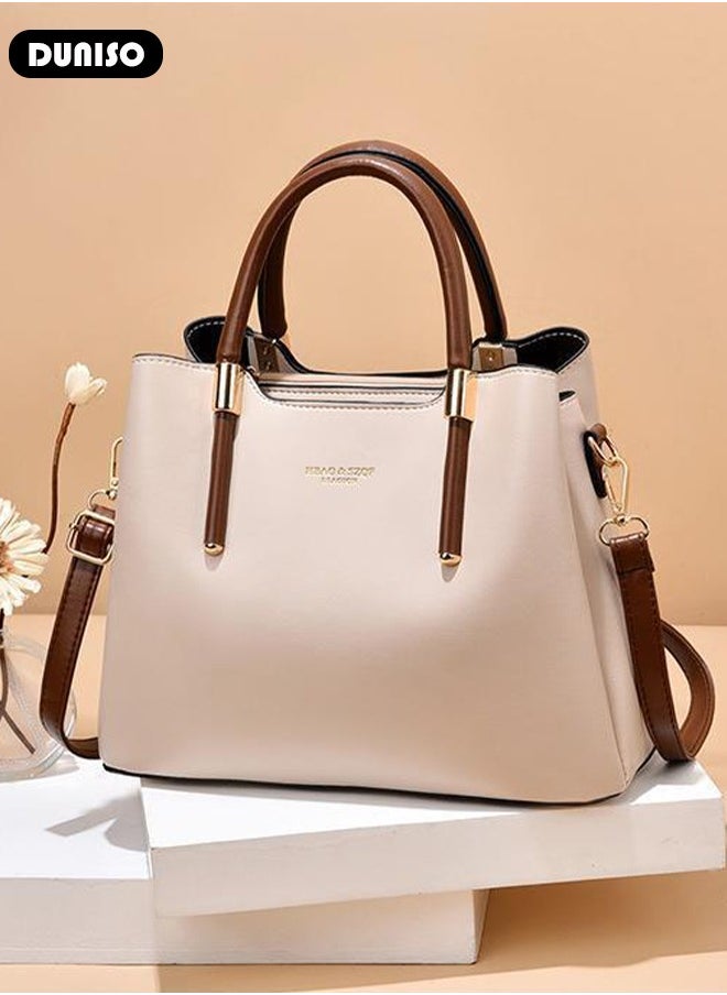 Women's Fashion Handbag Faux Leather Crossbody Bag For Women Large Capacity Bow Trim Tote Bags Top Handle Satchel Fashionable Travel Shoulder Bag For Ladies