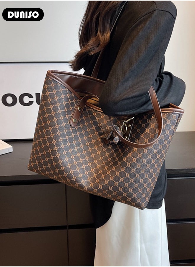 Women's Tote Bags,PU Leather Handbags,Shoulder Bags Commuter Bag Large-Capacity Premium Textured Tote Bag with Zipper,for Casual Business Shopping Travel Work for Girl Lady