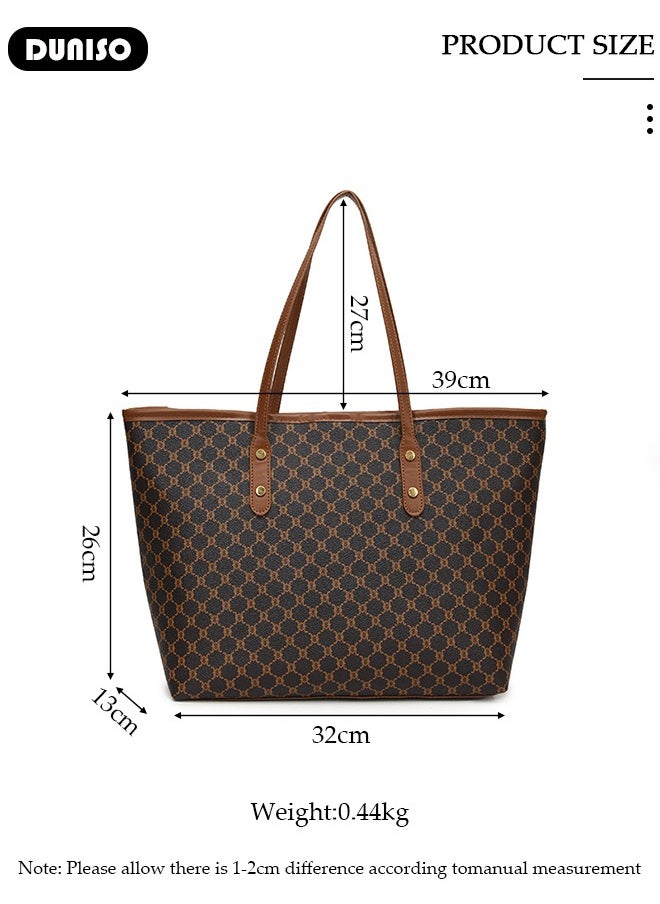 Women's Tote Bags,PU Leather Handbags,Shoulder Bags Commuter Bag Large-Capacity Premium Textured Tote Bag with Zipper,for Casual Business Shopping Travel Work for Girl Lady