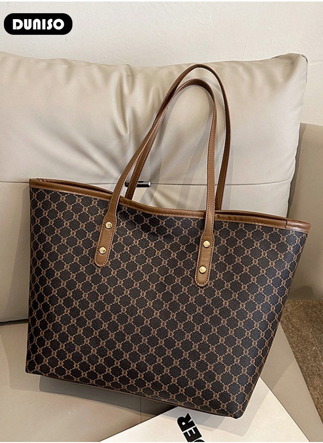 Women's Tote Bags,PU Leather Handbags,Shoulder Bags Commuter Bag Large-Capacity Premium Textured Tote Bag with Zipper,for Casual Business Shopping Travel Work for Girl Lady
