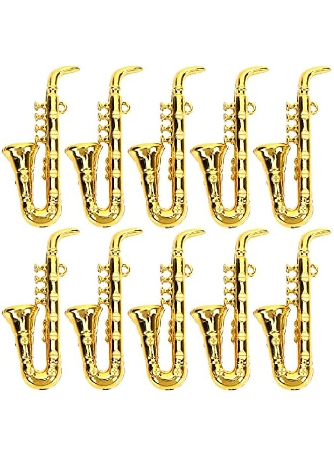 Toy Trumpet 10pcs Miniature Saxophone Ornament Mini Plastic Musical Instrument for Mini Music Room(Saxophone) Toy Saxophone