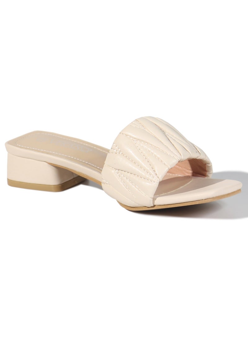 Women Low-Heeled Slide Shoes | Open Toe, Comfortable, Casual Slip-On Sandal Heels for Girls & Ladies | Lightweight Women's Fashion Shoes for Work, Bride Wedding Dress Heels Shoes
