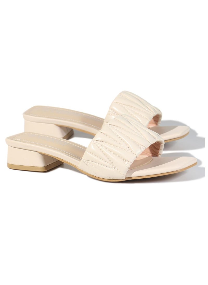Women Low-Heeled Slide Shoes | Open Toe, Comfortable, Casual Slip-On Sandal Heels for Girls & Ladies | Lightweight Women's Fashion Shoes for Work, Bride Wedding Dress Heels Shoes