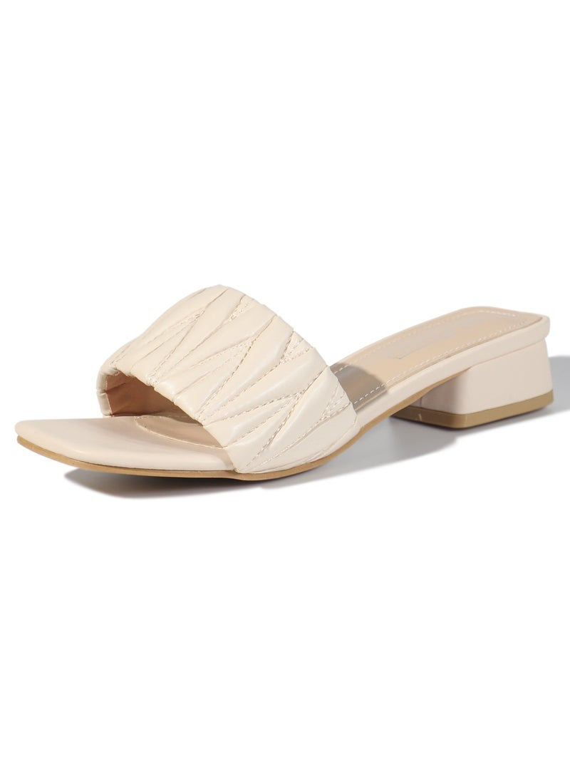 Women Low-Heeled Slide Shoes | Open Toe, Comfortable, Casual Slip-On Sandal Heels for Girls & Ladies | Lightweight Women's Fashion Shoes for Work, Bride Wedding Dress Heels Shoes