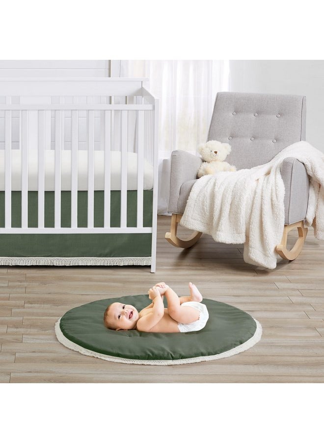 Sweet Jojo Designs Dark Green Boho Boy Girl Gender Neutral Baby Play Mat Tummy Time Activity Infant Playmat Playpen Tent Teepee Floor Sage Modern Bohemian Farmhouse Southwest Shabby Chic Diamond Tuft