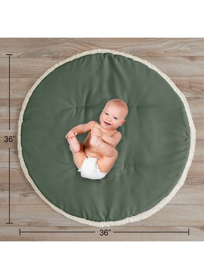 Sweet Jojo Designs Dark Green Boho Boy Girl Gender Neutral Baby Play Mat Tummy Time Activity Infant Playmat Playpen Tent Teepee Floor Sage Modern Bohemian Farmhouse Southwest Shabby Chic Diamond Tuft