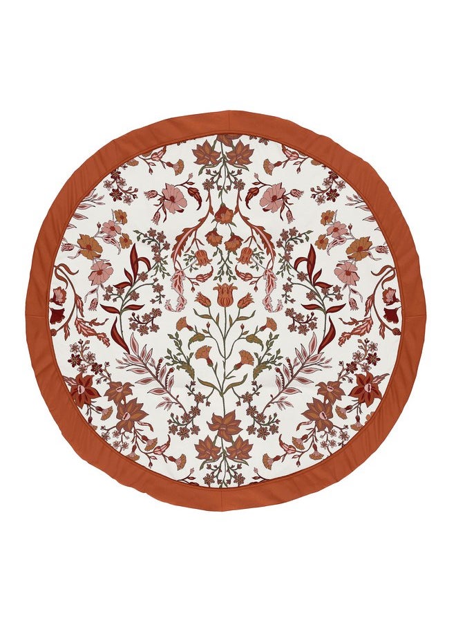 Sweet Jojo Designs Ivory and Orange Boho Vintage Floral Girl Baby Play Mat Tummy Time Activity Infant Playmat Playpen Tent Teepee Floor Bohemian Rust Leaves Botanical Flower Farmhouse Green Fringe