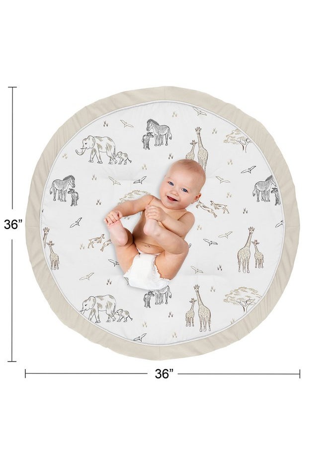 Sweet Jojo Designs Jungle Safari Animals Boy Girl Baby Playmat Tummy Time Infant Play Mat Brown Taupe Black and White Gender Neutral Animal Elephant Giraffe Wildlife Adventure Elephants Serengeti