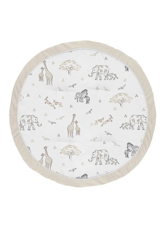 Sweet Jojo Designs Jungle Safari Animals Boy Girl Baby Playmat Tummy Time Infant Play Mat Brown Taupe Black and White Gender Neutral Animal Elephant Giraffe Wildlife Adventure Elephants Serengeti