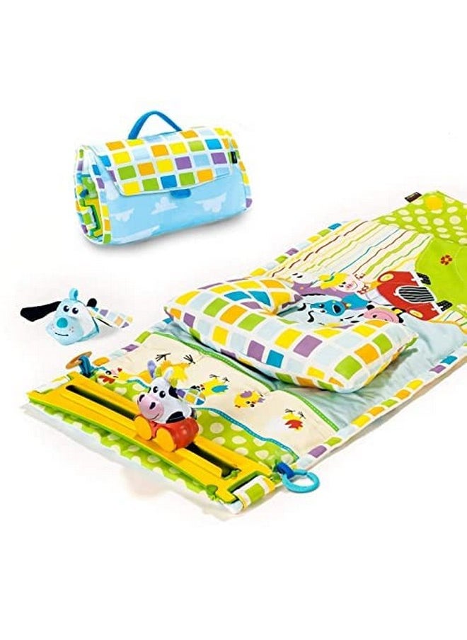 Yookidoo Baby Tummy Time Mat Newborn Musical Playmat & Outdoor Gym. Pillow, Teething Toys and Portable Fold-Up Case. 0-12 Months.