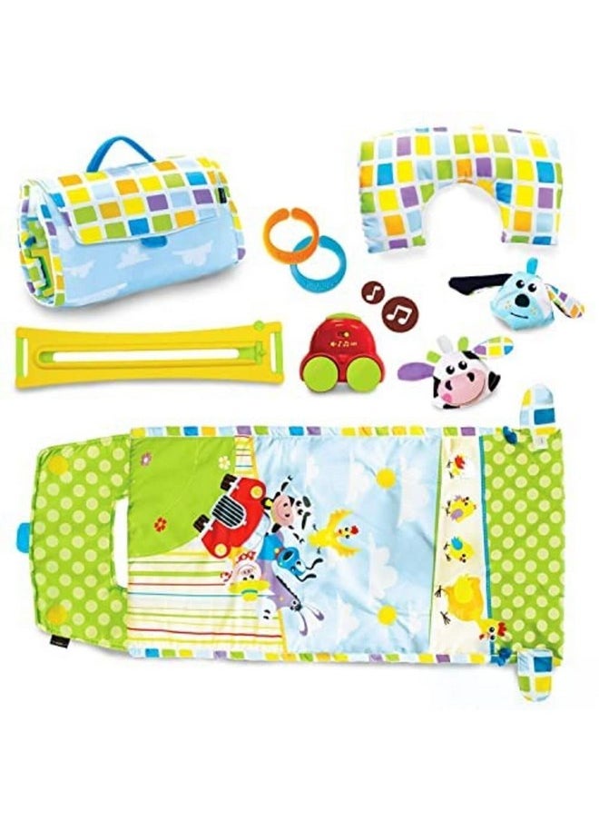 Yookidoo Baby Tummy Time Mat Newborn Musical Playmat & Outdoor Gym. Pillow, Teething Toys and Portable Fold-Up Case. 0-12 Months.
