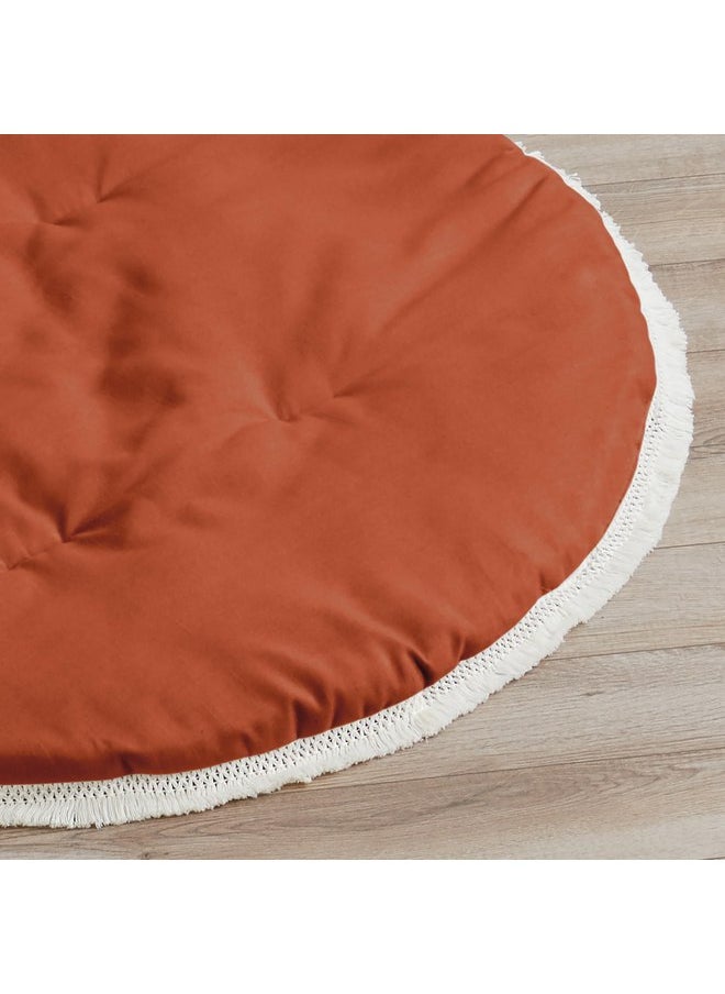 Sweet Jojo Designs Orange Boho Bohemian Boy Girl Baby Play Mat Tummy Time Activity Infant Playmat Playpen Teepee Floor Burnt Rust Ivory Off White Farmhouse Shabby Chic Designer Modern Tassel Fringe