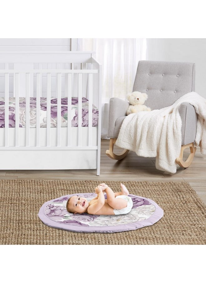 Sweet Jojo Designs Lavender Purple Boho Shabby Chic Floral Girl Baby Play Mat Tummy Time Activity Infant Playmat Playpen Tent Teepee Floor Violet Ivory Bohemian Vintage Garden Watercolor Flower Nature