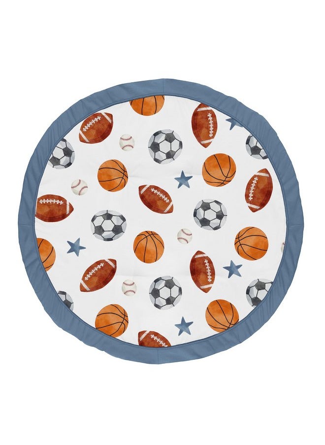 Sweet Jojo Designs Sports Theme Boy Baby Play Mat Tummy Time Activity Infant Playmat for Playpen Tent Teepee Floor Watercolor Vintage Sport Themed Soccer Football Baseball Basketball Blue Stars