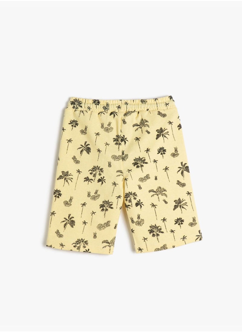 Shorts Printed Pocket Detail Drawstring Cotton