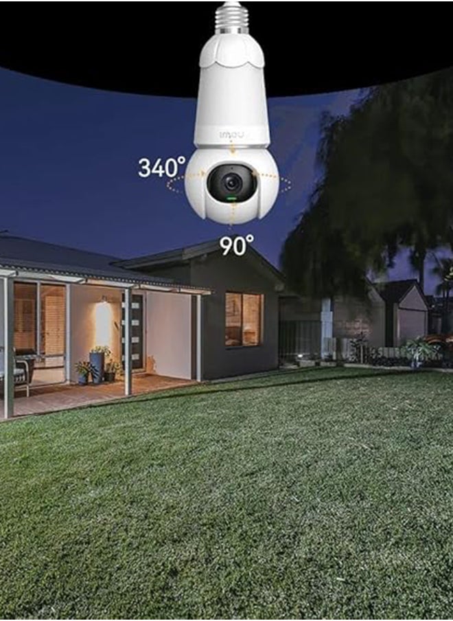 3MP Bulb & Camera 2 in 1 Camera, UHD Image by Imou Sense AI Algorithm, Easy Installation, 360° View with 8x Zoom and 340° Pan & 90° Tilt Lens, Human/Vechile Detection, 25m Night Vision, 2.4G WiFi, Imou Cloud Storage