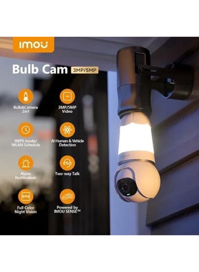 3MP Bulb & Camera 2 in 1 Camera, UHD Image by Imou Sense AI Algorithm, Easy Installation, 360° View with 8x Zoom and 340° Pan & 90° Tilt Lens, Human/Vechile Detection, 25m Night Vision, 2.4G WiFi, Imou Cloud Storage