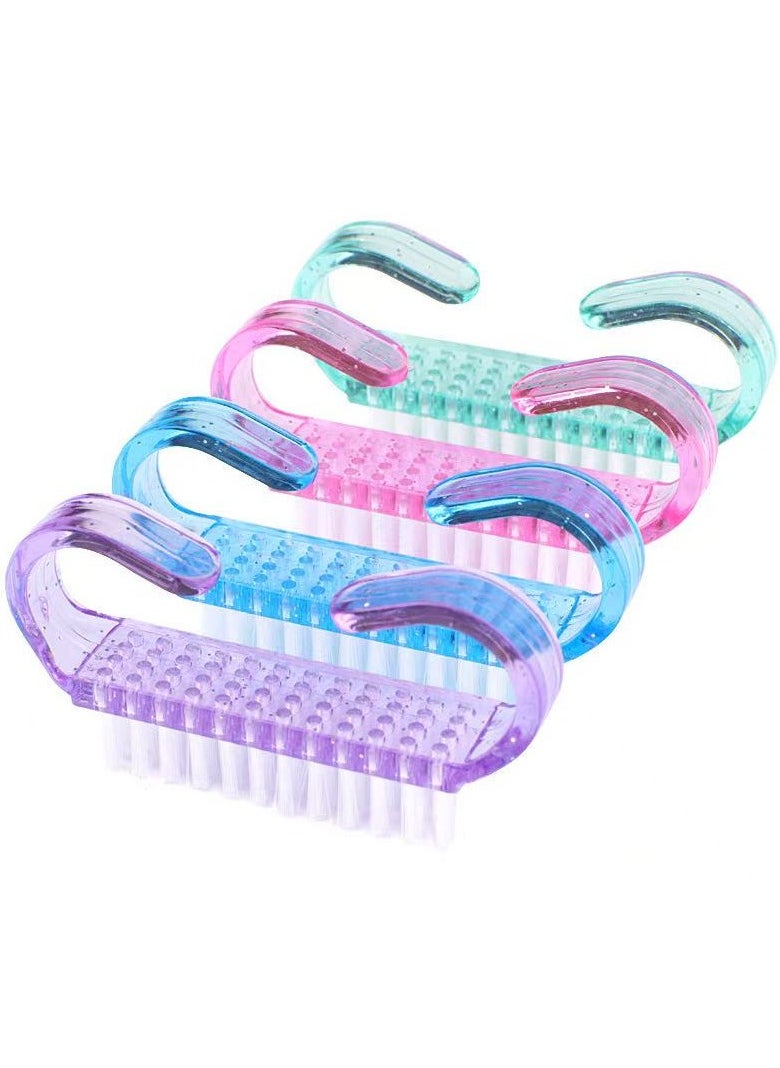 4Pcs Plastic Nail Brushes Mix Color Nail Hand Scrubbing Cleaning Brush Dust Cleaner Nail Art Manicure Soft Remover Tools