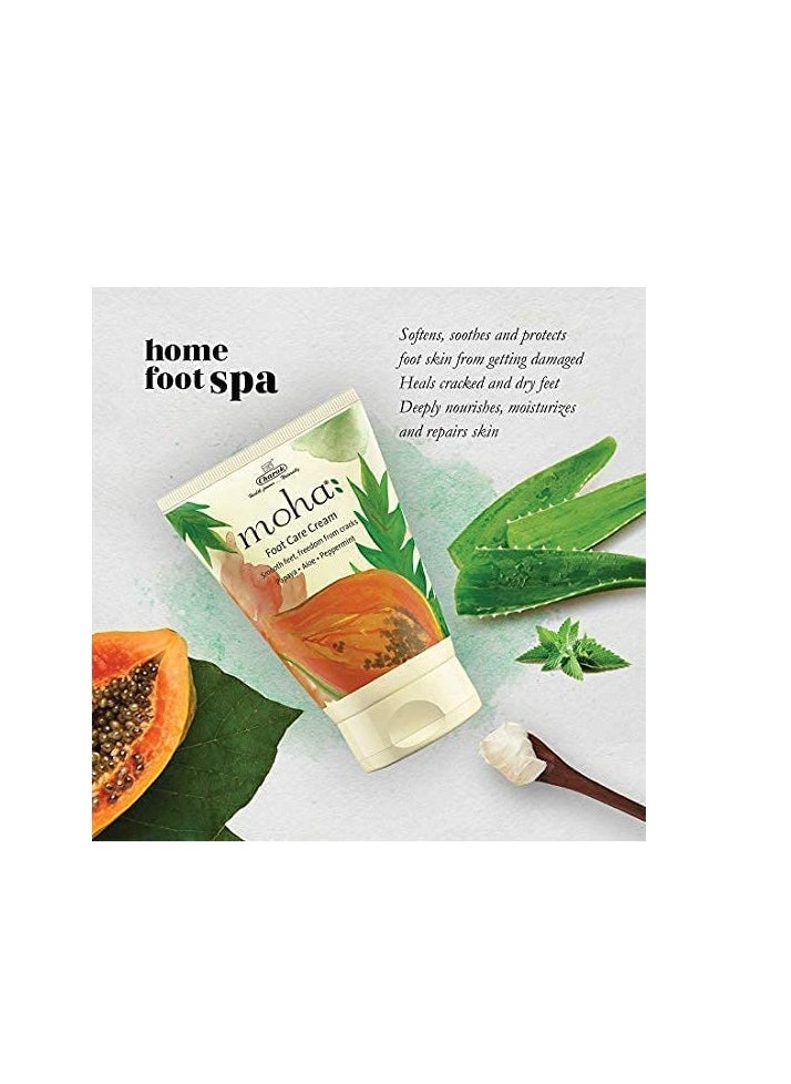 moha: Foot Cream For Rough, Dry and Cracked Heel, Feet Cream For Heel Repair With Benefits Of AleoVera, Papaya & Peppermint Each 100 gram (Pack of 2)