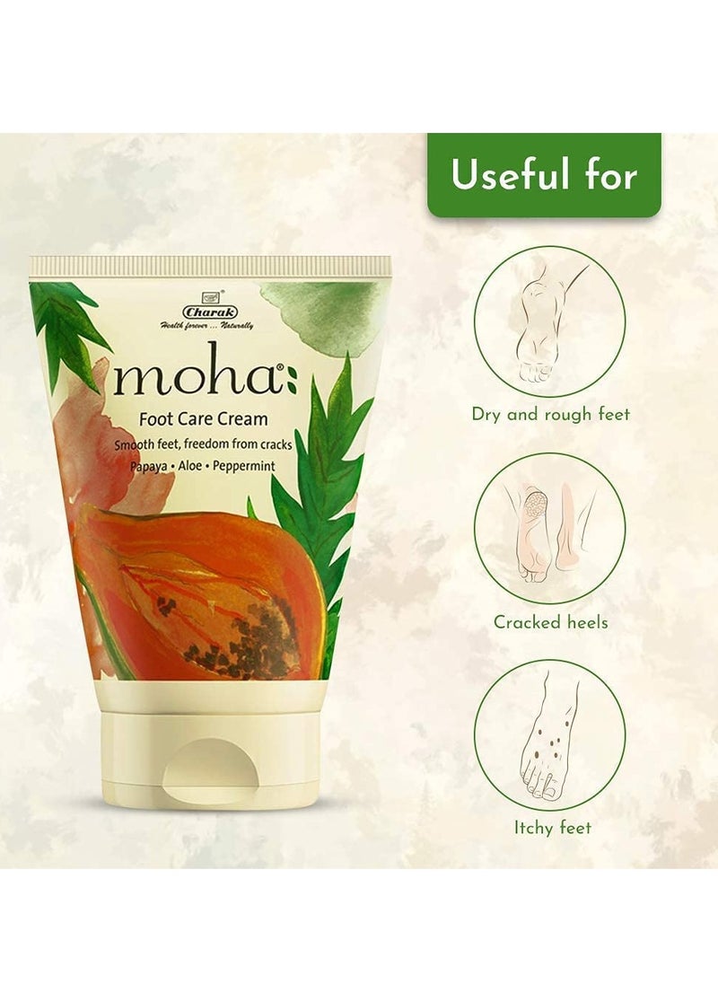 moha: Foot Cream For Rough, Dry and Cracked Heel, Feet Cream For Heel Repair With Benefits Of AleoVera, Papaya & Peppermint Each 100 gram (Pack of 2)