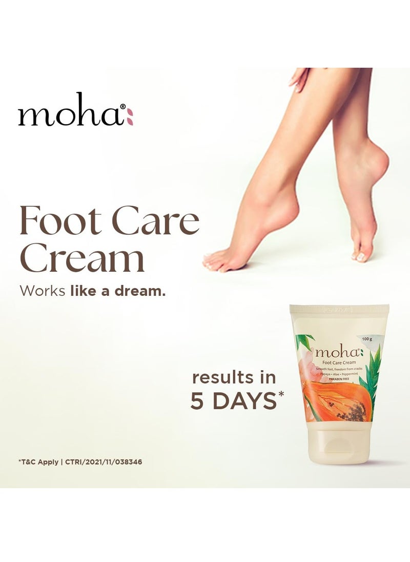 moha: Foot Cream For Rough, Dry and Cracked Heel, Feet Cream For Heel Repair With Benefits Of AleoVera, Papaya & Peppermint Each 100 gram (Pack of 2)